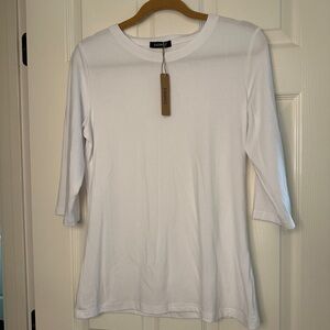 3/4 Sleeve White Women's Top - Size Small